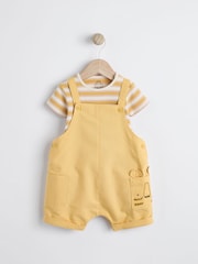 Yellow Lion Baby Woven Dungarees and Bodysuit Set (0mths-2yrs) - Image 1 of 13