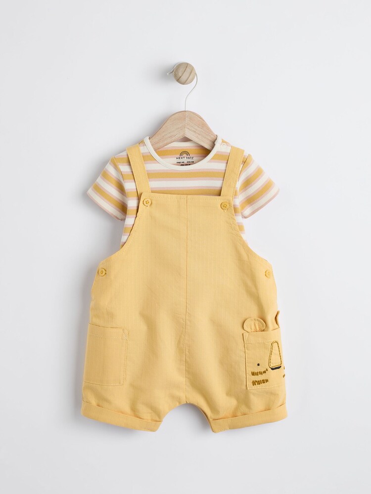 Yellow Lion Baby Woven Dungarees and Bodysuit Set (0mths-2yrs) - Image 1 of 13