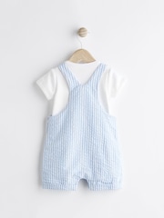 Blue/White Stripe Baby Woven Dungarees and Bodysuit Set (0mths-2yrs) - Image 2 of 7