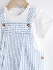 Blue/White Stripe Baby Woven Dungarees and Bodysuit Set (0mths-2yrs) - Image 4 of 7