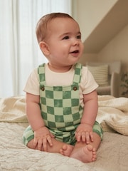 Green/White Checkerboard Baby Jersey Dungarees and Bodysuit Set (0mths-2yrs) - Image 2 of 10