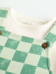 Green/White Checkerboard Baby Jersey Dungarees and Bodysuit Set (0mths-2yrs) - Image 8 of 10