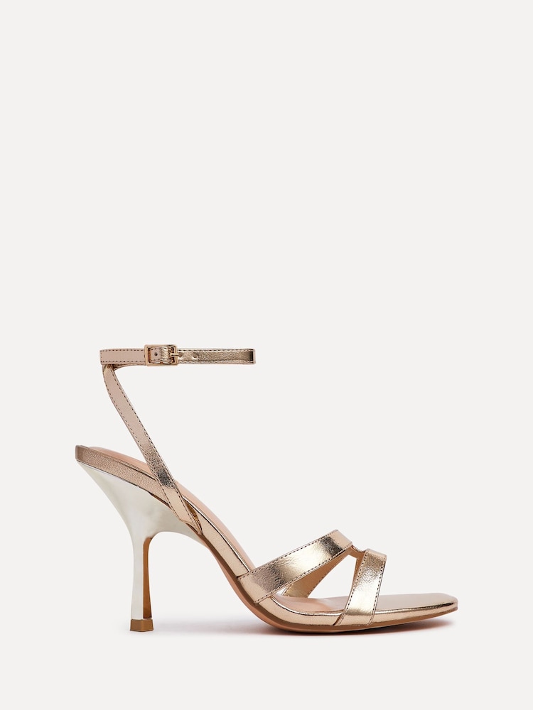 Linzi Gold Bronte Heeled Sandals With Double Front Strap - Image 2 of 5