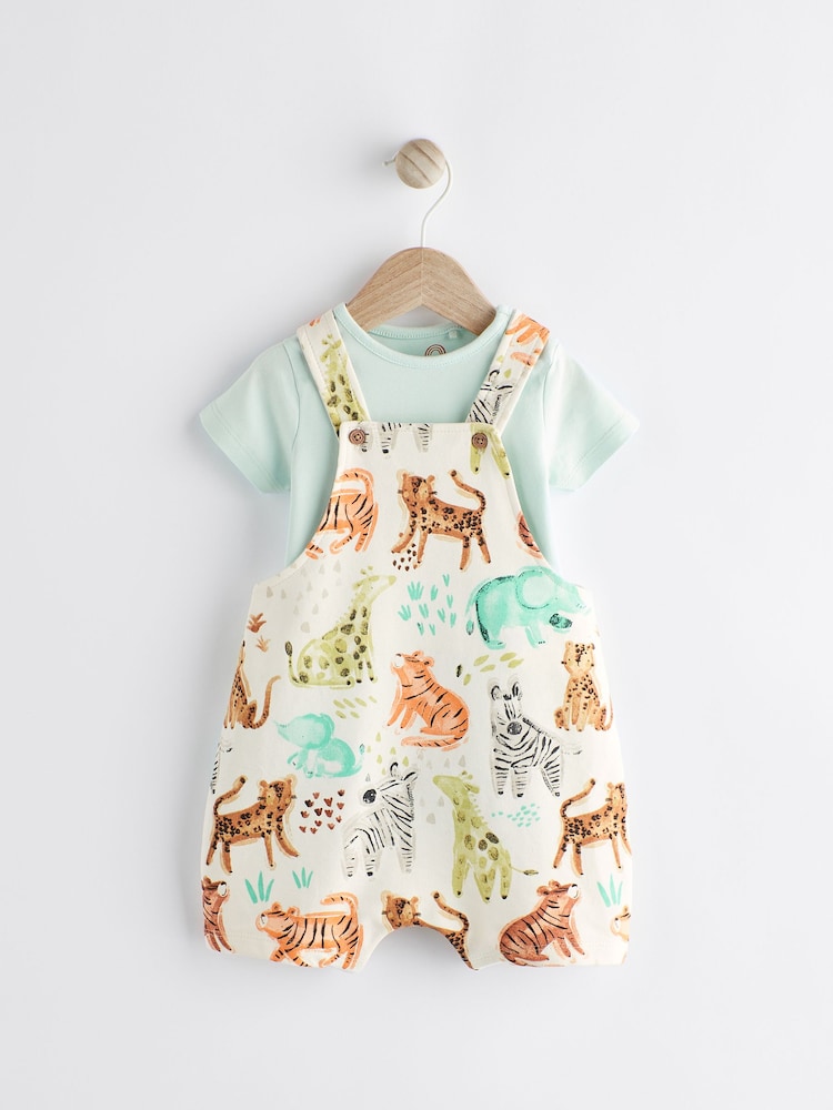 Fluro Safari Baby Jersey Dungarees and Bodysuit Set (0mths-2yrs) - Image 1 of 10