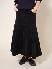 White Stuff Quinn Organic Cord Black Skirt - Image 1 of 8