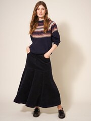White Stuff Quinn Organic Cord Black Skirt - Image 3 of 8