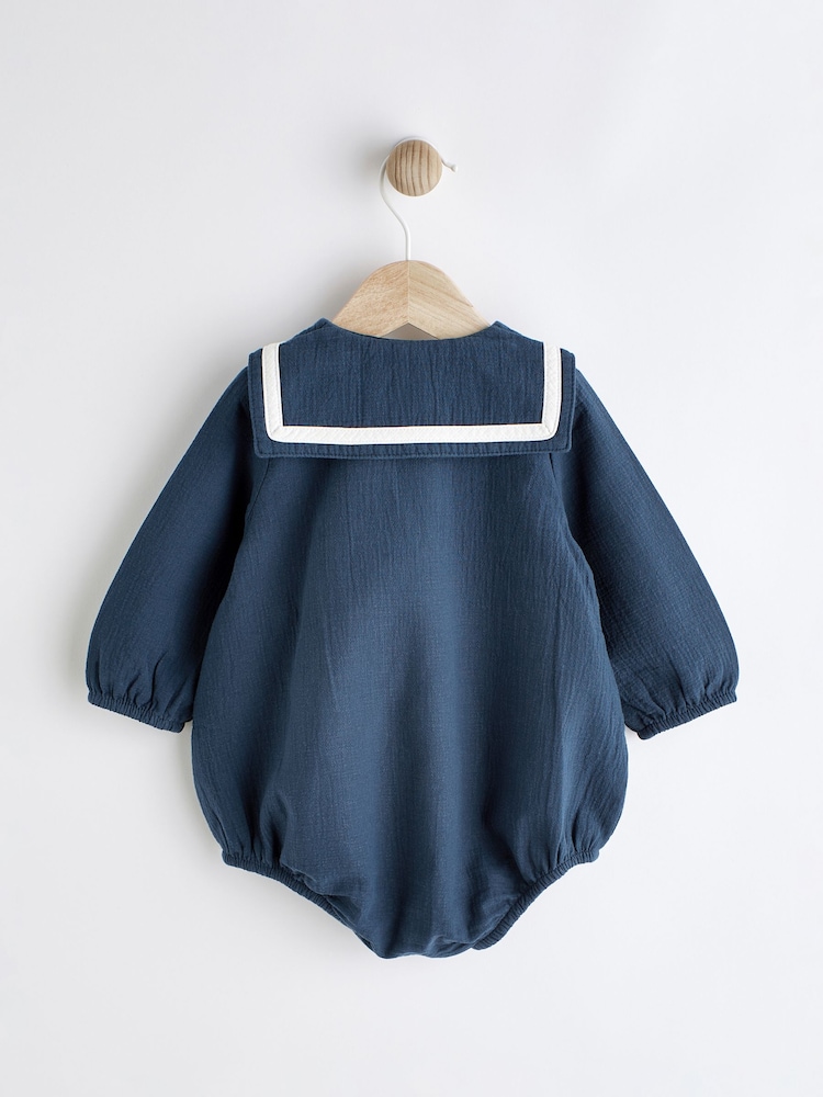 Buy Navy Blue Sailor Baby Romper And Socks Set (0mths-2yrs) from