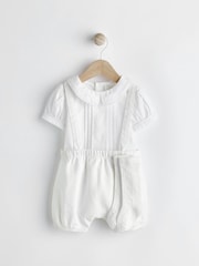 White Smart Shirt, Shorts And Socks With Linen 3 Piece Set (0mths-2yrs) - Image 1 of 11