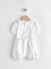 White Smart Shirt, Shorts And Socks With Linen 3 Piece Set (0mths-2yrs) - Image 2 of 11
