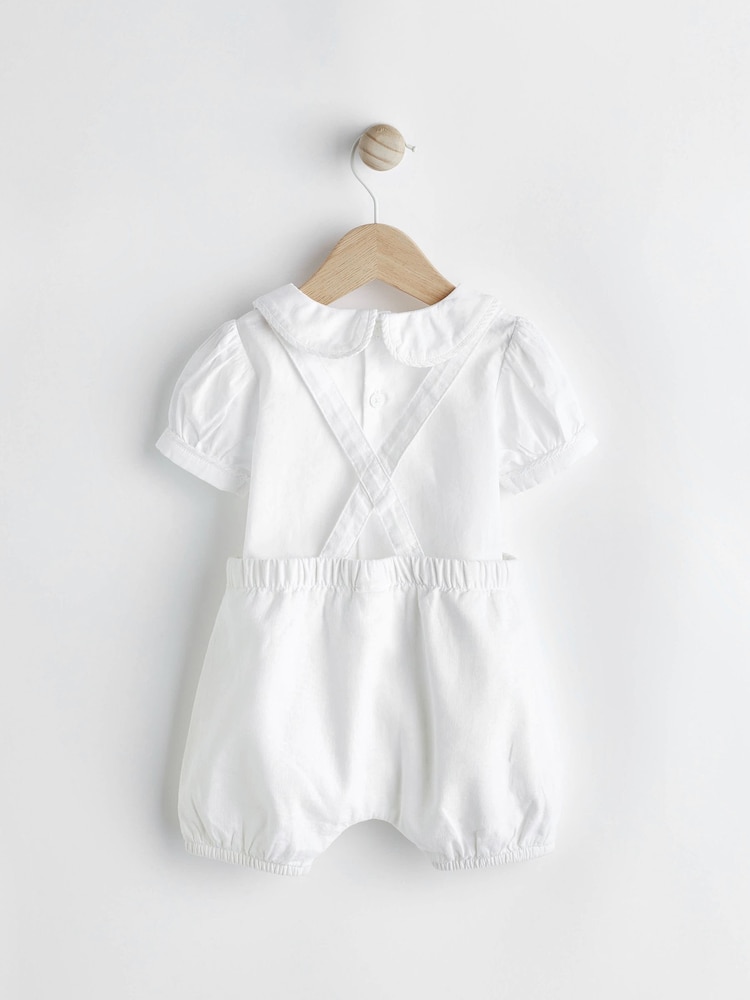 White Smart Shirt, Shorts And Socks With Linen 3 Piece Set (0mths-2yrs) - Image 2 of 11