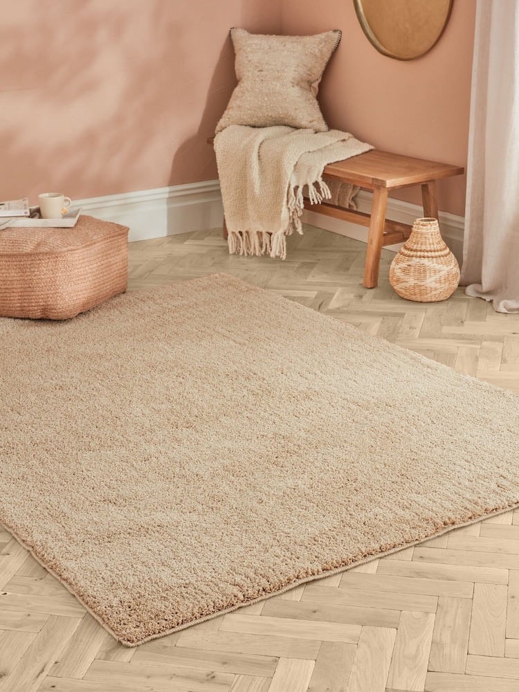 Natural Cosy Washable Shaggy Rug - Image 1 of 6