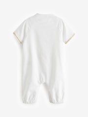 White Occasion Linen Blend Baby Romper (0mths-2yrs) - Image 1 of 1