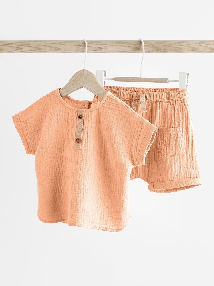 Oranžna - dojenček 100% Cotton Top And Shorts komplet (0mths-3yrs) - Slika 1 iz 8 Oranžna - dojenček 100% Cotton Top And Shorts komplet (0mths-3yrs) - Slika 1 iz 8