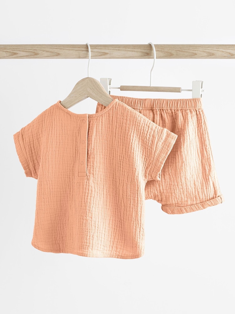 Orange Baby 100% Cotton Top And Shorts Set (0mths-3yrs) - Image 2 of 8