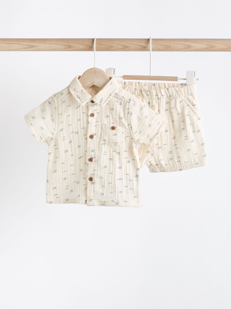 White/Blue 100% Cotton Top And Shorts Set (0mths-2yrs) - Image 1 of 13 White/Blue 100% Cotton Top And Shorts Set (0mths-2yrs) - Image 1 of 13