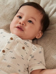 White/Blue 100% Cotton Top And Shorts Set (0mths-2yrs) - Image 5 of 13