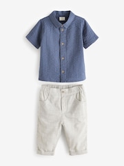 Navy Blue/Grey Shirt and Trousers 2 Piece Baby Set (0mths-2yrs) - Image 1 of 3