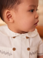 Grey/White Baby Woven Smart Top and Shorts Set (0mths-2yrs) - Image 4 of 10
