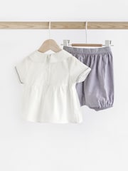Grey/White Baby Woven Smart Top and Shorts Set (0mths-2yrs) - Image 5 of 10