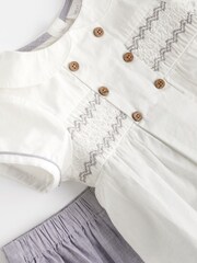 Grey/White Baby Woven Smart Top and Shorts Set (0mths-2yrs) - Image 7 of 10