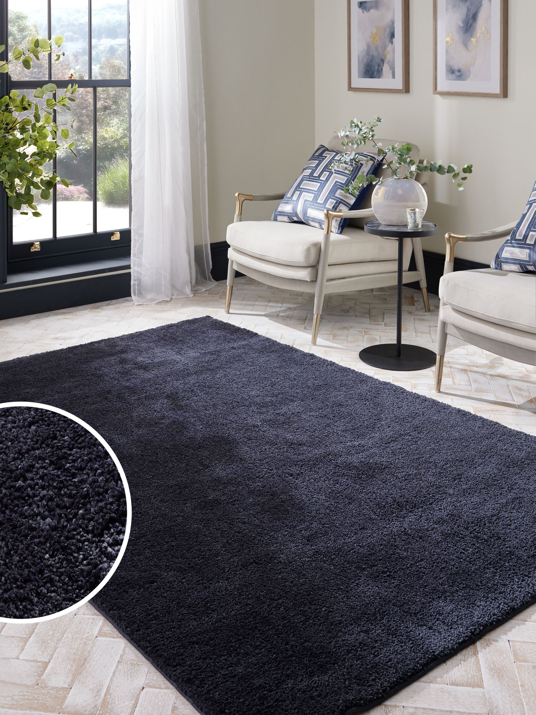 Buy Navy Cosy Washable Shaggy Rug from the Next UK online shop