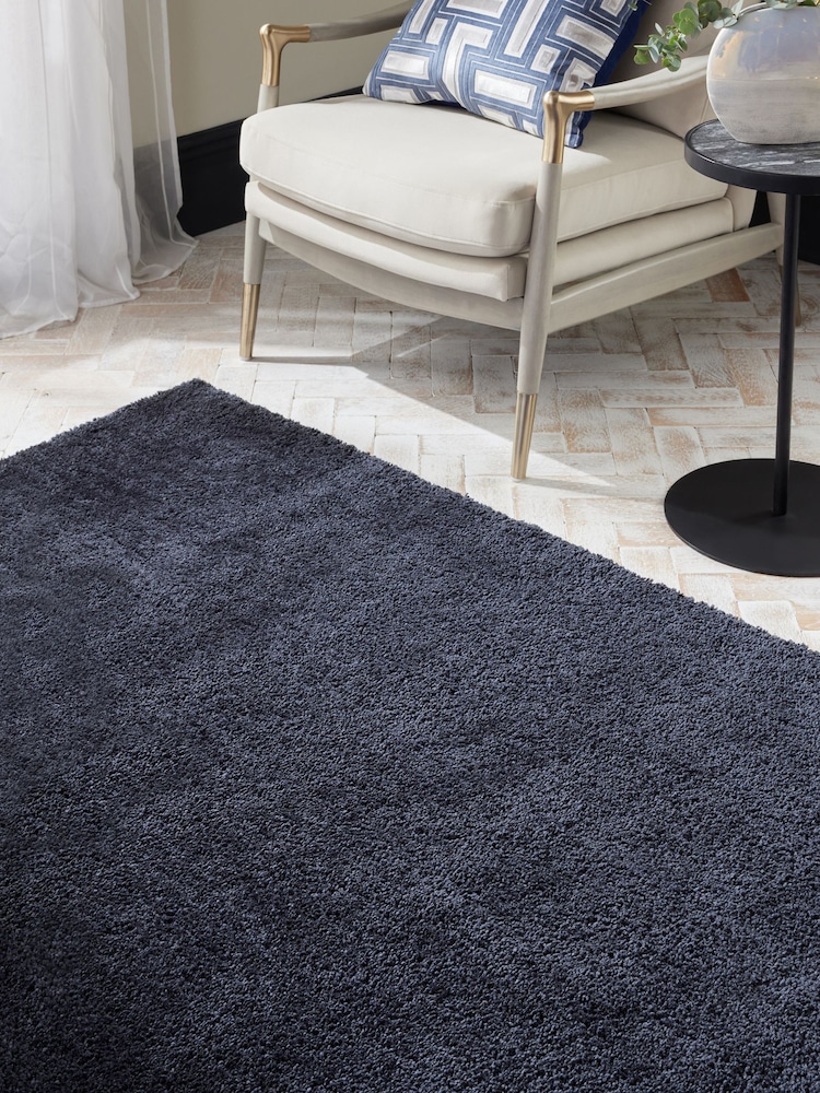 Navy Cosy Washable Shaggy Rug - Image 2 of 6
