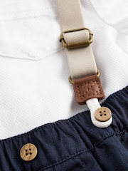 Navy Blue Baby 100% Cotton Shirt Body Shorts and Braces 4 Piece Set (0mths-2yrs) - Image 6 of 8