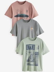 Pastel Japanese Mix Japanese Print 100% Cotton Graphic T-Shirts 3 Pack - Image 1 of 12