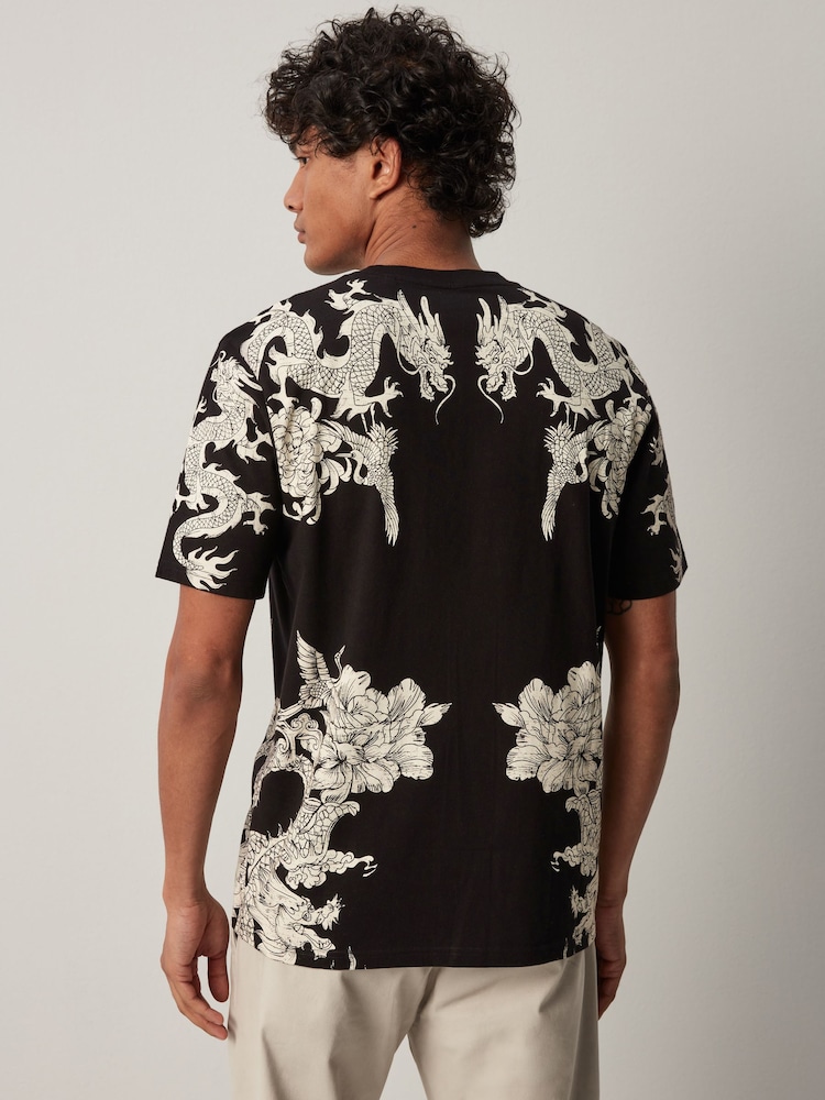 Black Dragon Print T-Shirt - Image 4 of 8