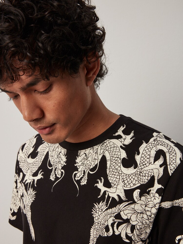 Black Dragon Print T-Shirt - Image 5 of 8