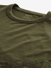 Khaki Green Dragon Embroidered Heavyweight Relaxed T-Shirt - Image 6 of 7