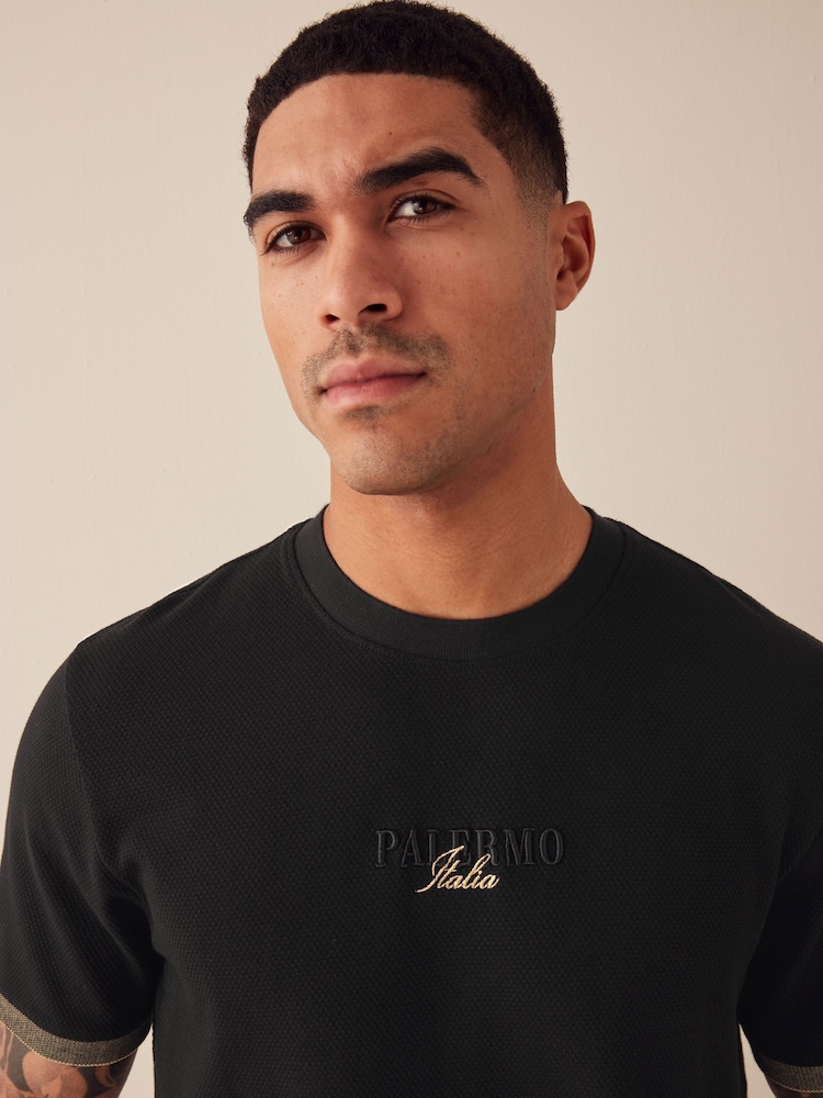 Black Black Textured T-Shirt - Image 1 of 9
