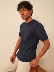 Navy Textured T-Shirt - Image 1 of 9
