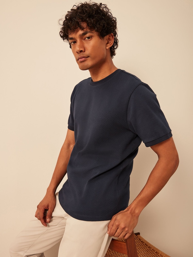 Navy Textured T-Shirt - Image 1 of 9