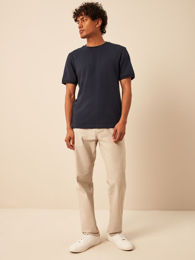 Navy Textured T-Shirt - Image 2 of 9