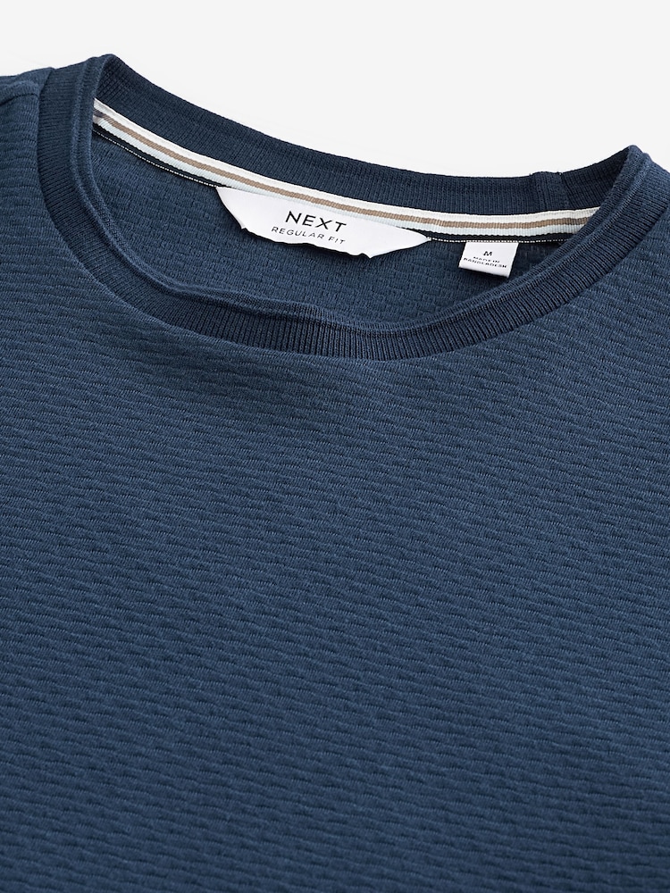 Navy Textured T-Shirt - Image 9 of 9