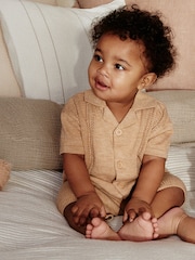 Neutral Knitted Baby Shirt And Shorts Set (0mths-2yrs) - Image 1 of 6