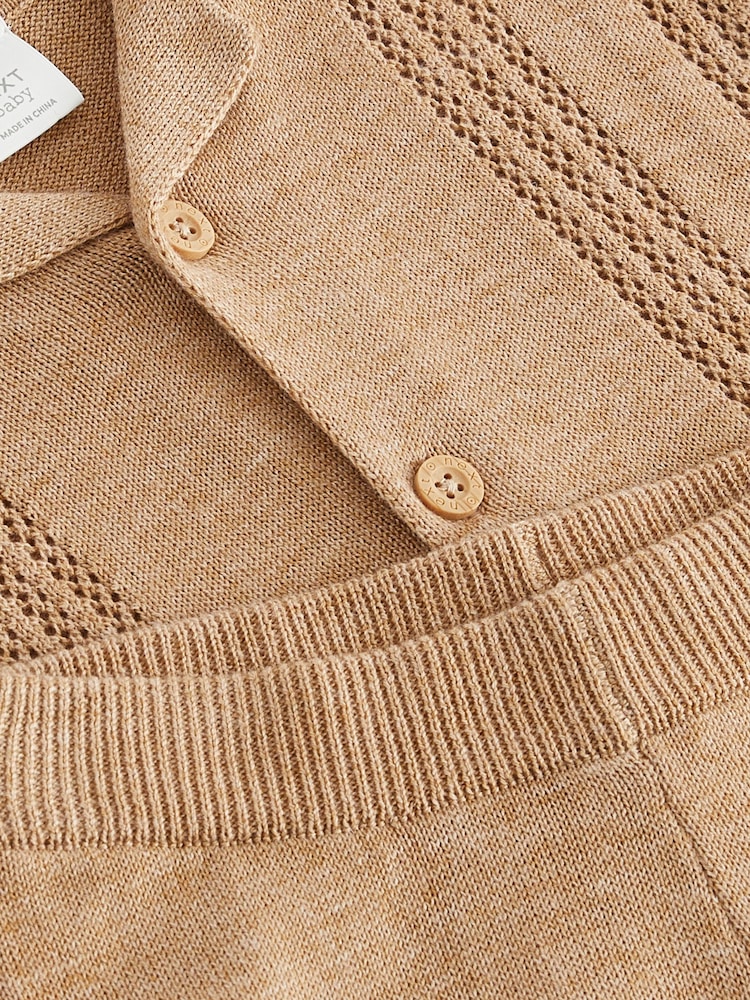 Neutral Knitted Baby Shirt And Shorts Set (0mths-2yrs) - Image 6 of 6