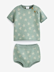 Sage Green Knitted Baby Top and Bloomer Short Set (0mths-2yrs) - Image 1 of 4