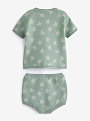 Sage Green Knitted Baby Top and Bloomer Short Set (0mths-2yrs) - Image 2 of 4