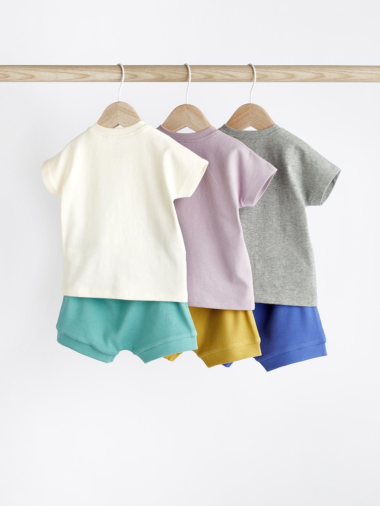Purple/Blue Baby T-Shirts And Shorts 3 Pack - Image 2 of 7
