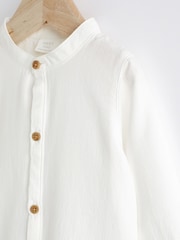 Weiss/Henleykragen - Gesmokter Babybody - Bild 3 von 6