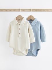Blau/Weiß - Baby Bodys mit Kragen, 2er-Pack - Bild 1 von 7
