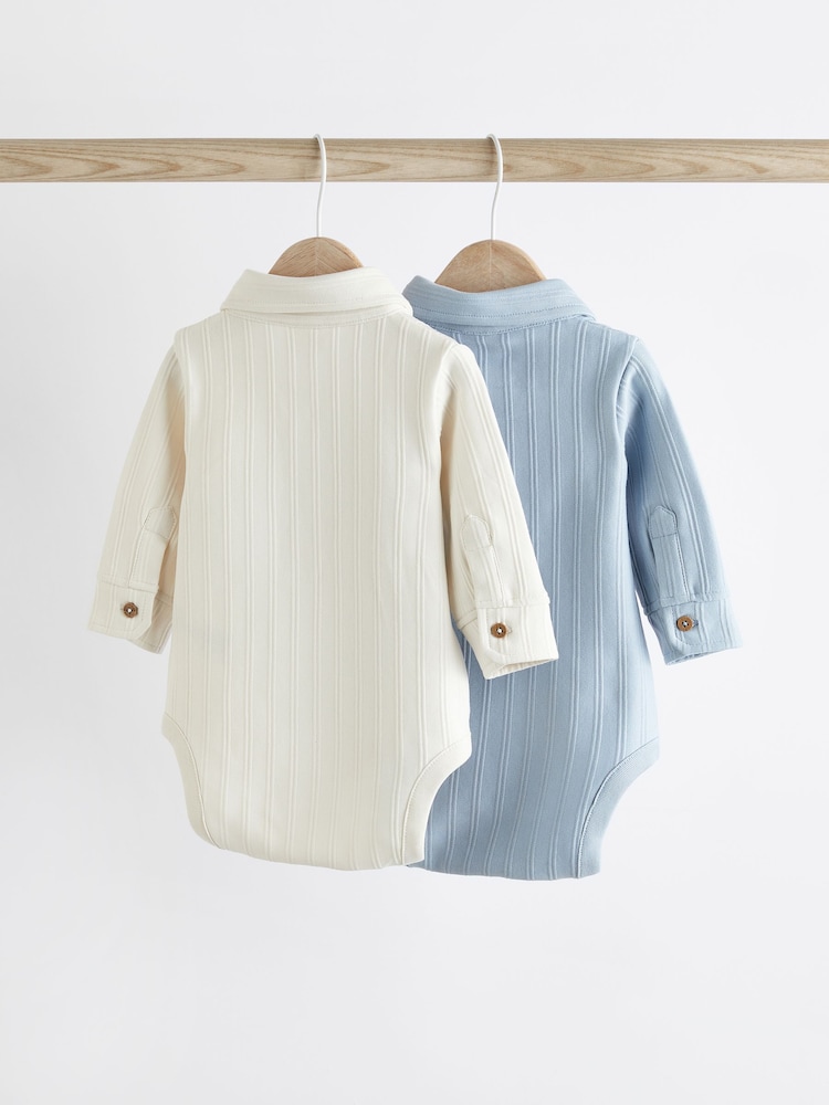 Blau/Weiß - Baby Bodys mit Kragen, 2er-Pack - Bild 2 von 7