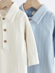 Blau/Weiß - Baby Bodys mit Kragen, 2er-Pack - Bild 3 von 7