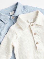 Blau/Weiß - Baby Bodys mit Kragen, 2er-Pack - Bild 4 von 7