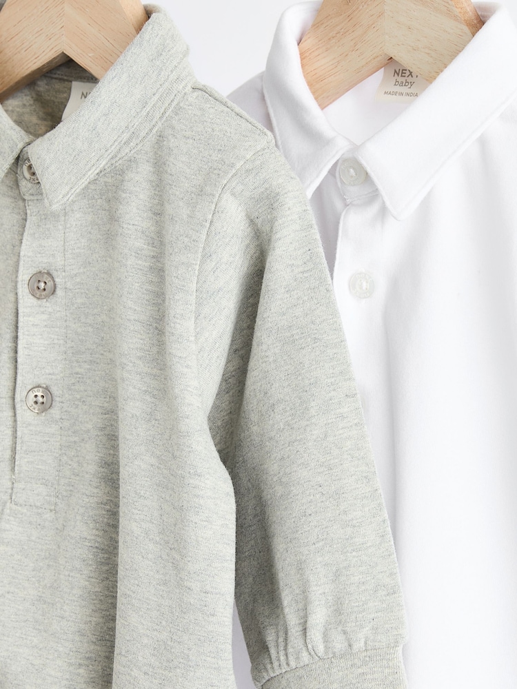 Grey Long Sleeve Button Neck Baby Tops 2 Pack - Image 8 of 8 Grey Long Sleeve Button Neck Baby Tops 2 Pack - Image 8 of 8