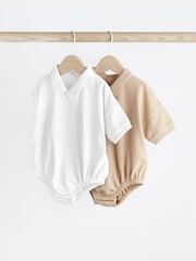 Weiß/Neutral - Baby Bodys mit Kragen, 2er-Pack - Bild 1 von 7