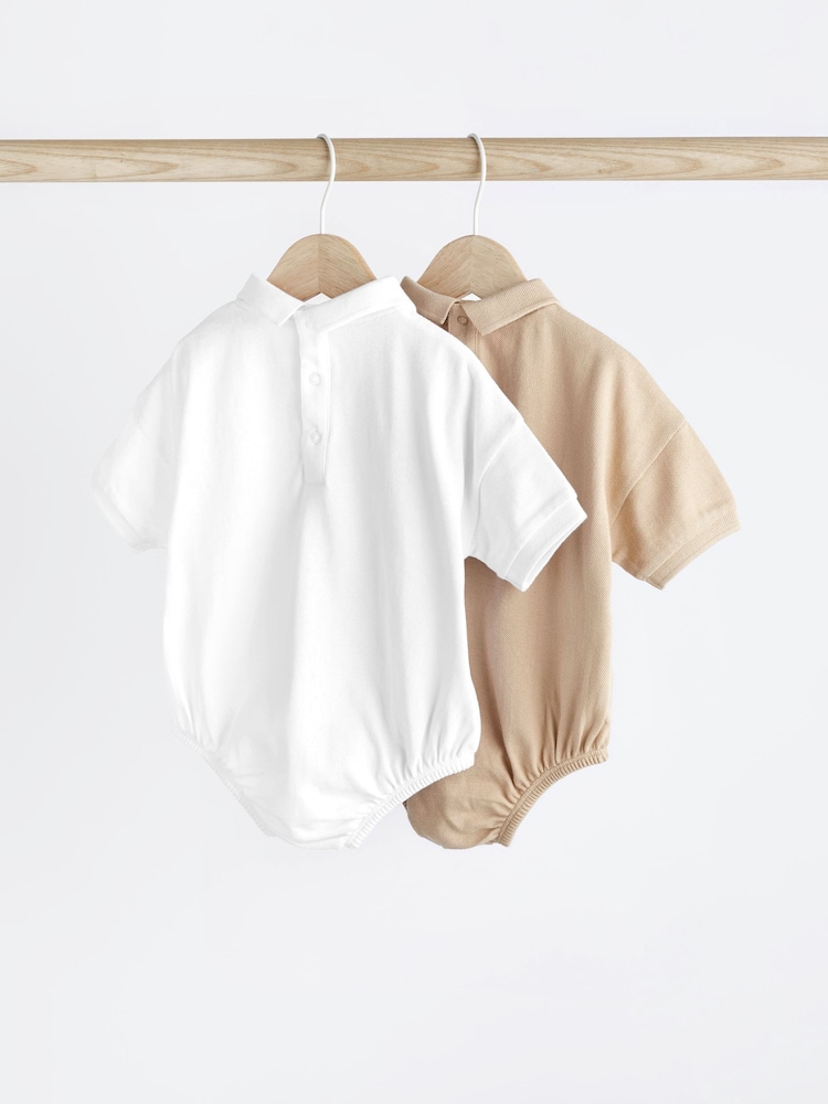 Weiß/Neutral - Baby Bodys mit Kragen, 2er-Pack - Bild 2 von 7