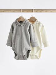 Grey Baby Collar Bodysuits 2 Pack - Image 1 of 9